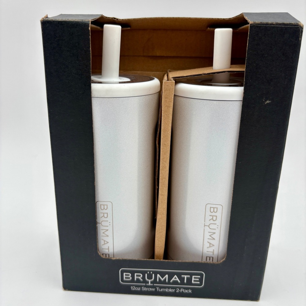 BrüMate 12oz Pearl Straw Tumbler 2-Pack‎ Insulated Stainless Steel Cups